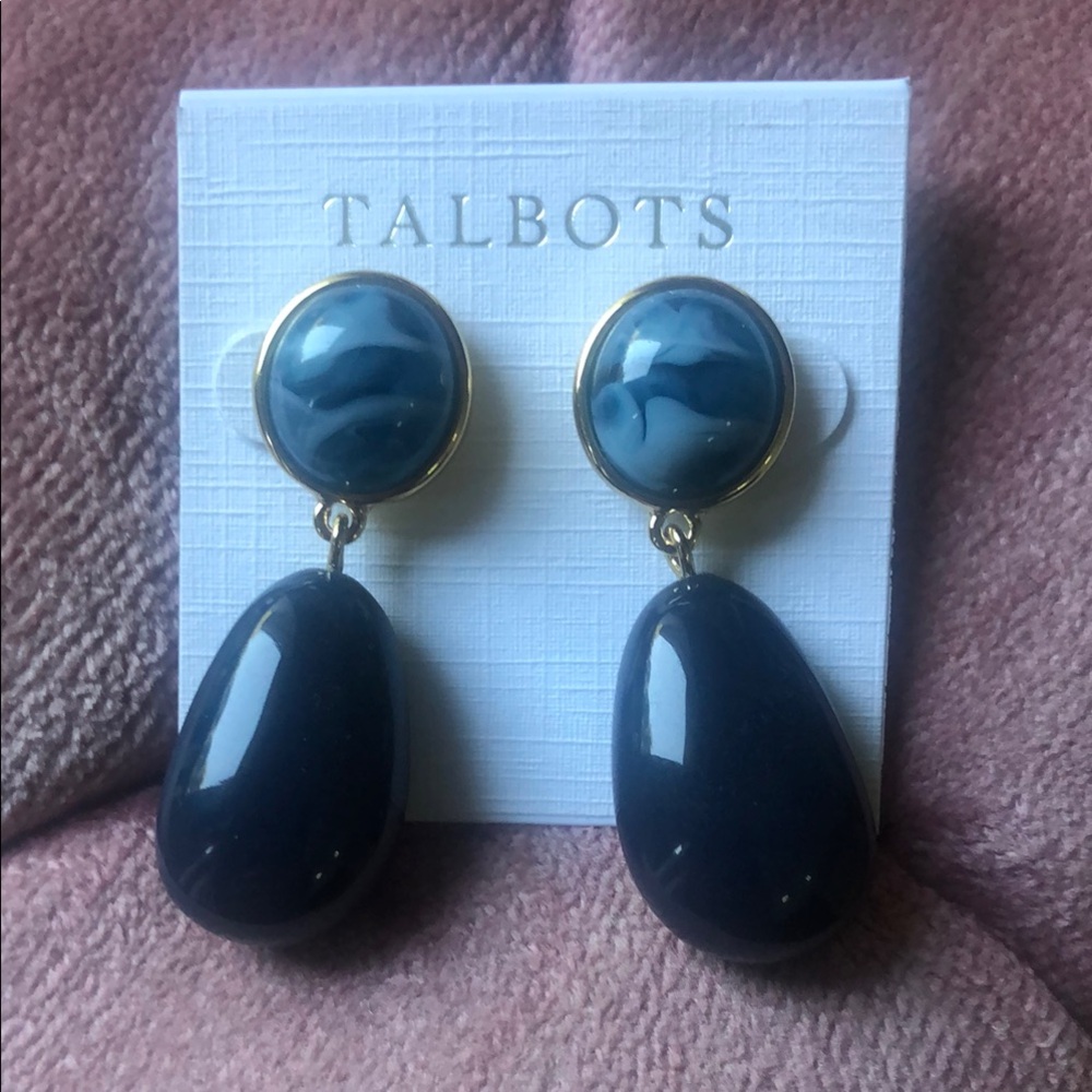 Talbots Navy and Gold Statement Earrings